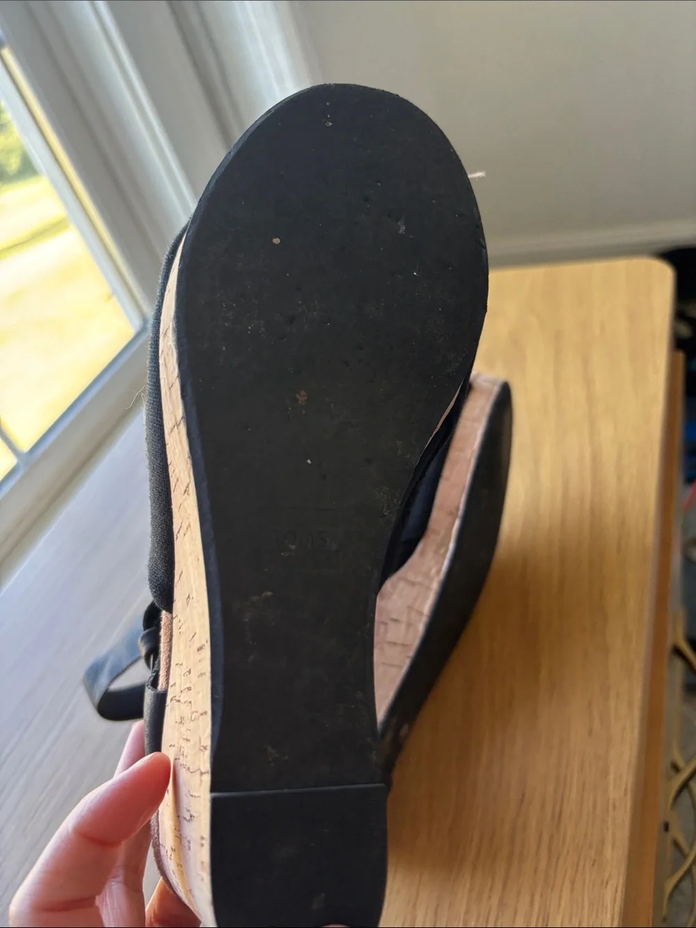 TOMS Black Wedge Slingback Sandals